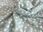 Cotton fabric ex2500 light green flower embroidery