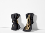Small bows hair clips gaze pois or noir