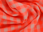 Cotton fabric ex2426 neon orange seersucker gingham