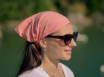 Headscarf headband- Adult size neon orange gingham