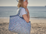 Pleated tote bag - Medium size pastel fleuri
