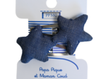 Star hair-clips light denim