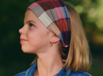 Headscarf headband- child size ruby lurex tartan