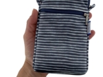 Quilted phone pocket striped silver dark blue