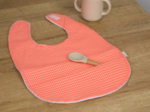 Coated fabric bib neon orange gingham