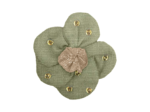 Mini Flower petal hair slide almond green with golden dots gauze