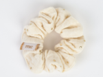 Small scrunchie gaze pois or écru