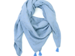 Pom pom scarf gaze pois or bleu baltique