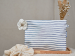 Coton clutch bag striped blue gray glitter