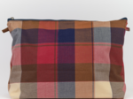 Cosmetic bag with flap ruby lurex tartan