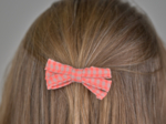 Ribbon clip small  neon orange gingham