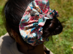 Maxi Double Scrunchie cerise en fleur