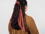 Long tail scrunchie lurex terracotta gauze