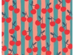 Cotton fabric ex2644 orange blue striped cherries