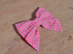 Bow tie hair slide neon pink gingham