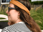 Wire headband retro gaze pois or caramel