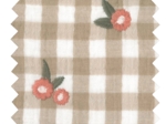 Cotton double gauze fabric ex2624 natural floral embroidered gingham