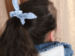 Bunny ear Scrunchie sky blue gingham