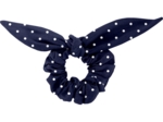 Bunny ear Scrunchie navy blue spots