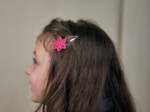 Star flower hairclip fuchsia pailleté
