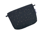 Tiny coton clutch bag gaze pois or marine