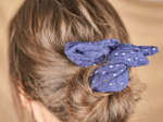 Wire headband retro blue english embroidery