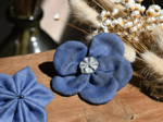 Flower petal hair slide small  light denim