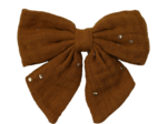 Bow tie hair slide gaze pois or caramel