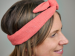 Wire headband retro gaze dentelle corail