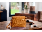 Pleated clutch bag caramel golden straw
