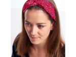 crossed headband pompons cerise