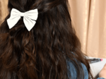 Bow tie hair slide white