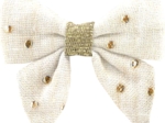 Mini bow tie clip gaze pois or écru