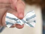 Small bow hair slide striped blue gray glitter