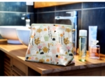 Cosmetic bag with flap water green rabbit