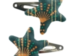 Star hair-clips eventail or vert