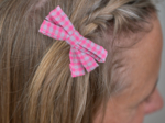 Ribbon clip small  neon pink gingham