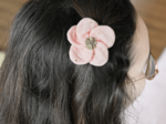 Flower petal hair slide small  gaze pois or rose
