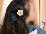 Flower petal hair slide small  bulle bronze marine