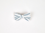 Ribbon bow hair slide striped blue gray glitter