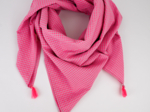Pom pom scarf neon pink gingham
