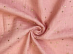 Cotton Fabric gaze pois or rose thé