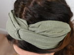 crossed headband gaze pailletée kaki