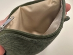 zipper pouch card purse velours côtelé kaki