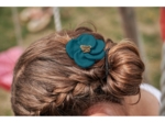 Flower petal hair slide small  bleu vert