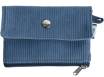 Zipper pouch card purse azure blue corduroy