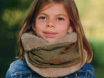 Children fur scarf snood gaze pois or kaki