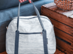 Bowling bag  striped blue gray glitter