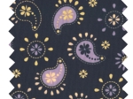 Cotton fabric ex2621 paisley sparkles navy gold