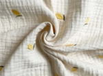 Cotton Fabric ex2625 off-white gauze embroidered lemons